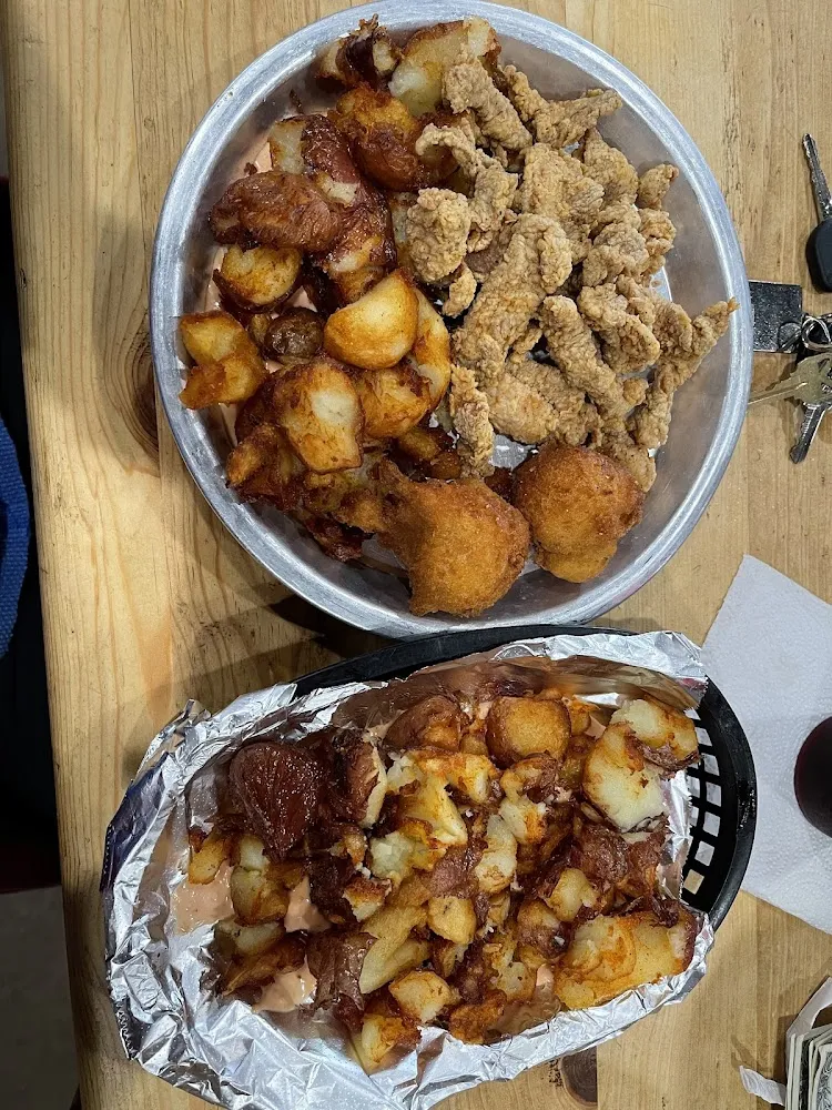Fried Duck and Pull Apart Potatoes