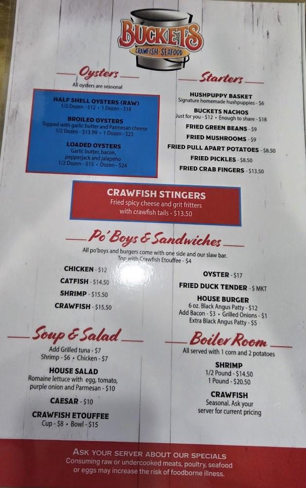 Buckets Crawfish and Seafood Broiled Oysters